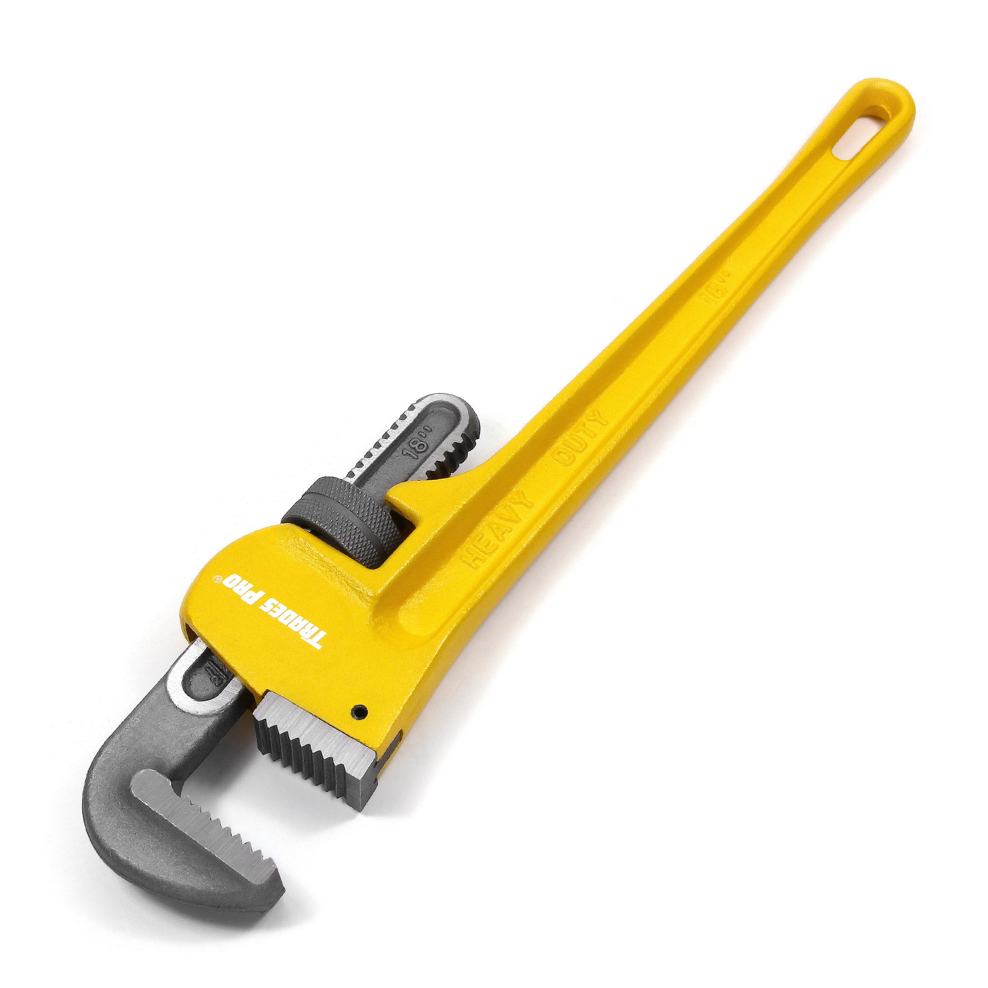 Trades Pro Heavy-Duty Pipe Wrench — 18in., Heat-Treated Drop Forged Steel, 3 1/8in. Jaw Capacity, Model# 830918